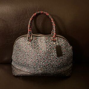 COACH LIMITED EDITION Tea Rose Dome satchel Black and Red Floral Satchel